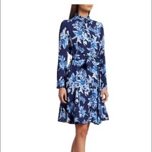 Lela Rose Wildflower-Print Georgette Shirtdress